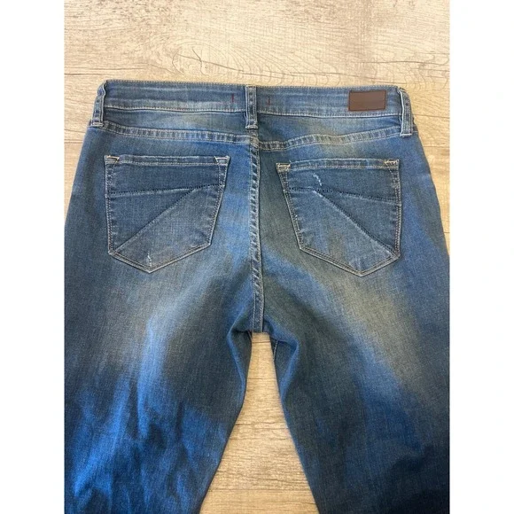 Dear John Joyrich Comfort Skinny Jeans Blue Distressed Patch Denim Womens - Picture 5 of 12